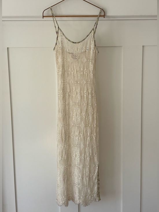 American Vintage Dresses & Skirts - American Vintage Crochet Maxi Slip Dress Women’s Small Cream with Floral trim